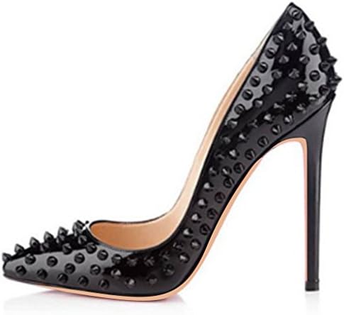 Eithy Women's Rivets Studded Stiletto High Heels Slip on Pointed Toe Dress Party Pumps 7 M US