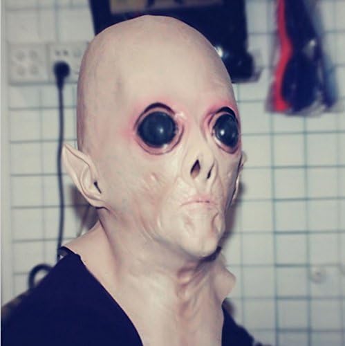 Realistic UFO Alien Head Mask Latex Creepy Costume Party Cosplay