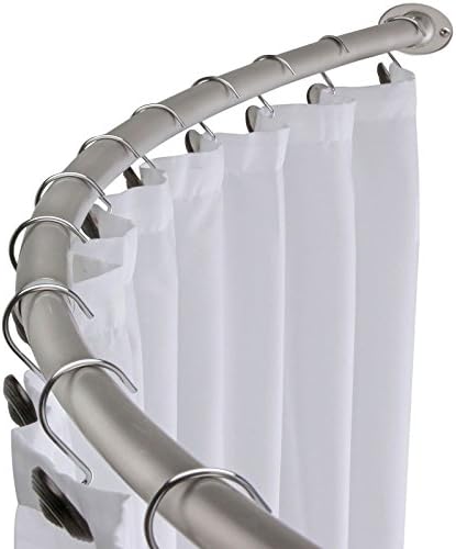Brushed Nickel Curved Shower Curtain Rod Bath Area Bathtub Accessory