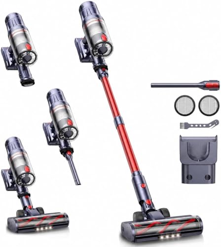 INTETURE Cordless Vacuum Cleaner 650W/55Kpa,70 Mins Cordless Vacuum, Self-Standing Upright Stick Vacuum Cleaner with Wall Mount Charging, Touch Screen, Vacuums for Carpet Hard Floor Pet Hair, Standard