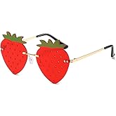 BAWUYI Cute Strawberry Shape Sunglasses for Women Men Girls Boys Party Prom Accessories Halloween Christmas Costumes Glasses (Red)