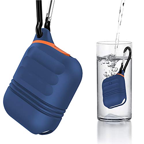 MICOK Compatible Airpods Case, Waterproof Airpods Cover, Shock Resistant Silicone Airpods Case Cover and Skin with Keychain for Airpods 1 & 2 [Not for Wireless Charging Case] , Airpods Accesssories