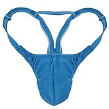 iiniim Mens Sexy Bulge Pouch G-string Underwear with Inverted Triangle Rear (M, Baby Blue)