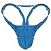 iiniim Mens Sexy Bulge Pouch G-string Underwear with Inverted Triangle Rear (M, Baby Blue)