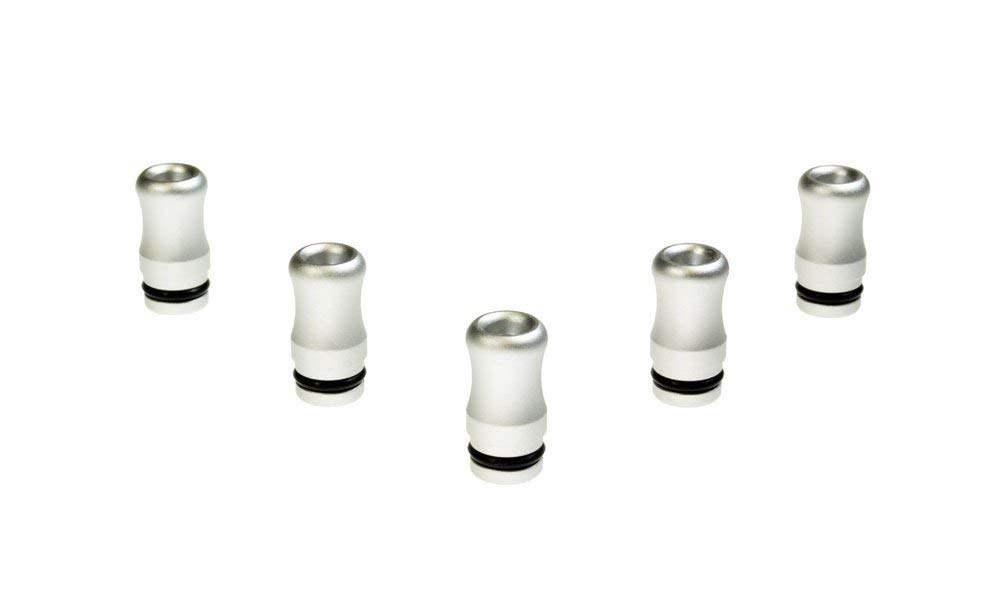 Armerah Stubby 510 Drip Tip eCig Mouthpiece Short/Narrow Aluminium/Solid 5 Pack Silver — image 1