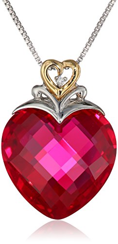 Ruby Heart and Diamond-Accent Pendant Necklace Sterling Silver and 14k Yellow Gold