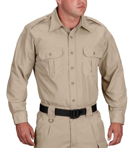 Propper - Camicia Tattica da Uomo, a Maniche Lunghe, in Tessuto LS, Uomo, LS intessuto., F530238, Cachi, L