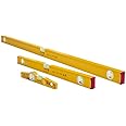 STABILA 29824 Type 80 AS-2 Spirit Levels Pro Set 24"/48" and Type 81 SM 10" Die Cast Magnetic Torpedo, Slim, Stable and Handy Profile For Any Measuring Task,Yellow