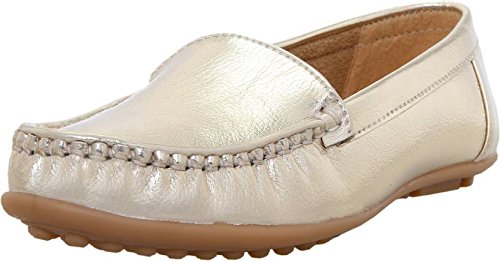 womens gold leather loafers