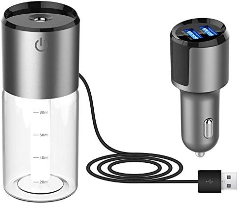 VSousT Car Humidifier Mini Spray Air Purifier 3.0 USB Charger Fast Charger Quiet Aroma Diffuser (Color : Gray)