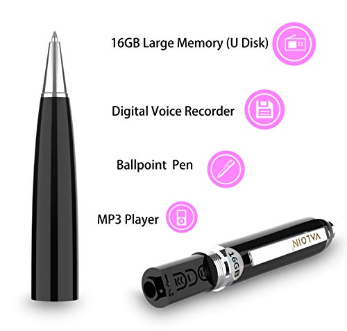 Voice Recorder 16G, Valoin 2019 Latest Portable Handy Digital Audio Recorder Dictaphone with MP3 Player Metal Shell for Lecture Meeting Interview - Thumbnail 2