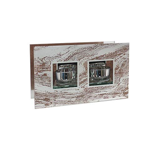 Lesser & Pavey Gold Swirl Marbled Effect Glass Double Tea Light Candle Holder
