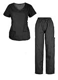 G Med Women's Ultra Soft V Neck 2 Pockets Top and Pants Fashion Scrub Set