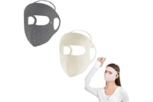 WaJuemy 2pcs Reusable Breathable Face Mask for Women Face Shield Cover for Sun Protect Ice Silk UPF50+ UV Outdoor Masks