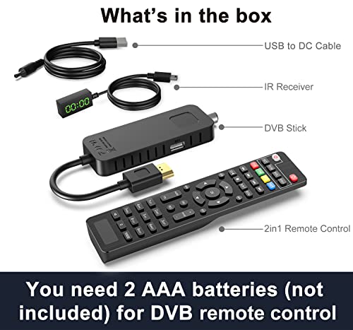 Dcolor Decoder DVB-T2 Ricevitore Digitale Terrestre HDMI TV Stick, Dolby Audio HD 1080P H265 HEVC Main 10 Bit, Supporto USB WiFi / Multimedia / PVR [Include 2in1 telecomando universale]