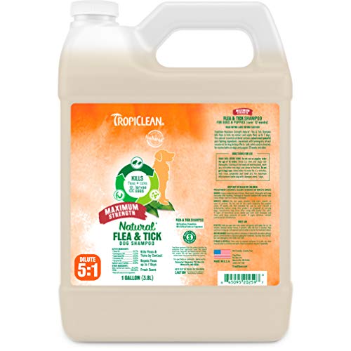 TropiClean Natural Flea and Tick Maximum Strength Shampoo for Dogs, 1 gal - Made in USA