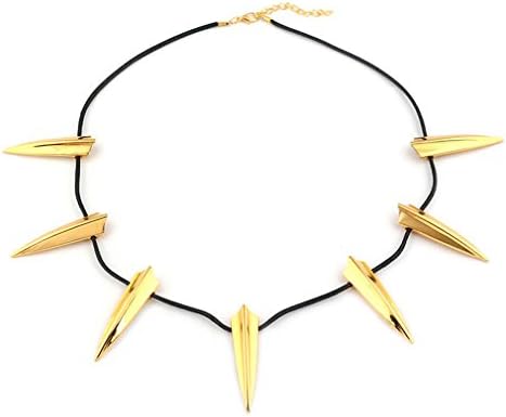 Chogial Jewelry Cosplay Costume Black Panther Wakanda King T'Challa Pendant Necklace Ring Earrings Stud (One Size, Necklace Gold)