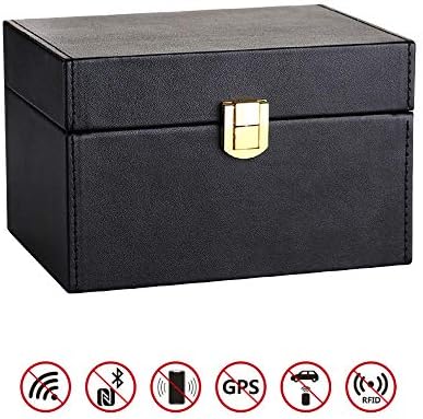 Signstek 最新版 スマートキー電波遮断ボックス 信号遮断 電波遮断ケース リレーアタック対策グッズ 高級puレザー 車盗難防止 カーセキュリティ 電子キー 圏外 電波完全遮断 高級感溢れ 耐用 ブラック