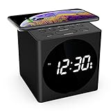 Wireless Charging Alarm Clock Radio for Bedroom