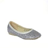 Glitter 02 Little Girls Ballet Ballerina Flats Silver