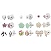 Lux Accessories Earrings for Everyday pack of 9 Hearts Flowers Bird and Bow Studs