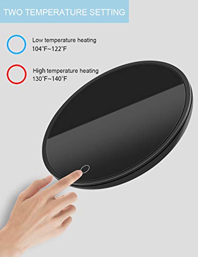Naviom Coffee Mug Warmer for Desk Auto Shut Off Cup Warmer for Office Electric Tea Beverage Warmer for Milk Teapot Candle Wax with Tempered Glass Heating Plate and Metal Body (Black) - Thumbnail 4