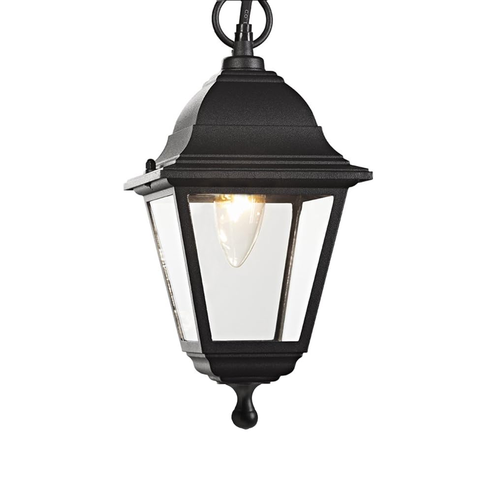Matt Black Cast Aluminium IP44 Outdoor Hanging Lantern by Happy Homewares