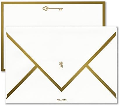 Vera Wang Papers Engraved Key & Lock Bordered Card & Envelope, Oyster (B60834)