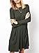 Kissky Women's Basic Long Sleeve Pockets Casual Swing Plain Tshirt Dress (S, Green)