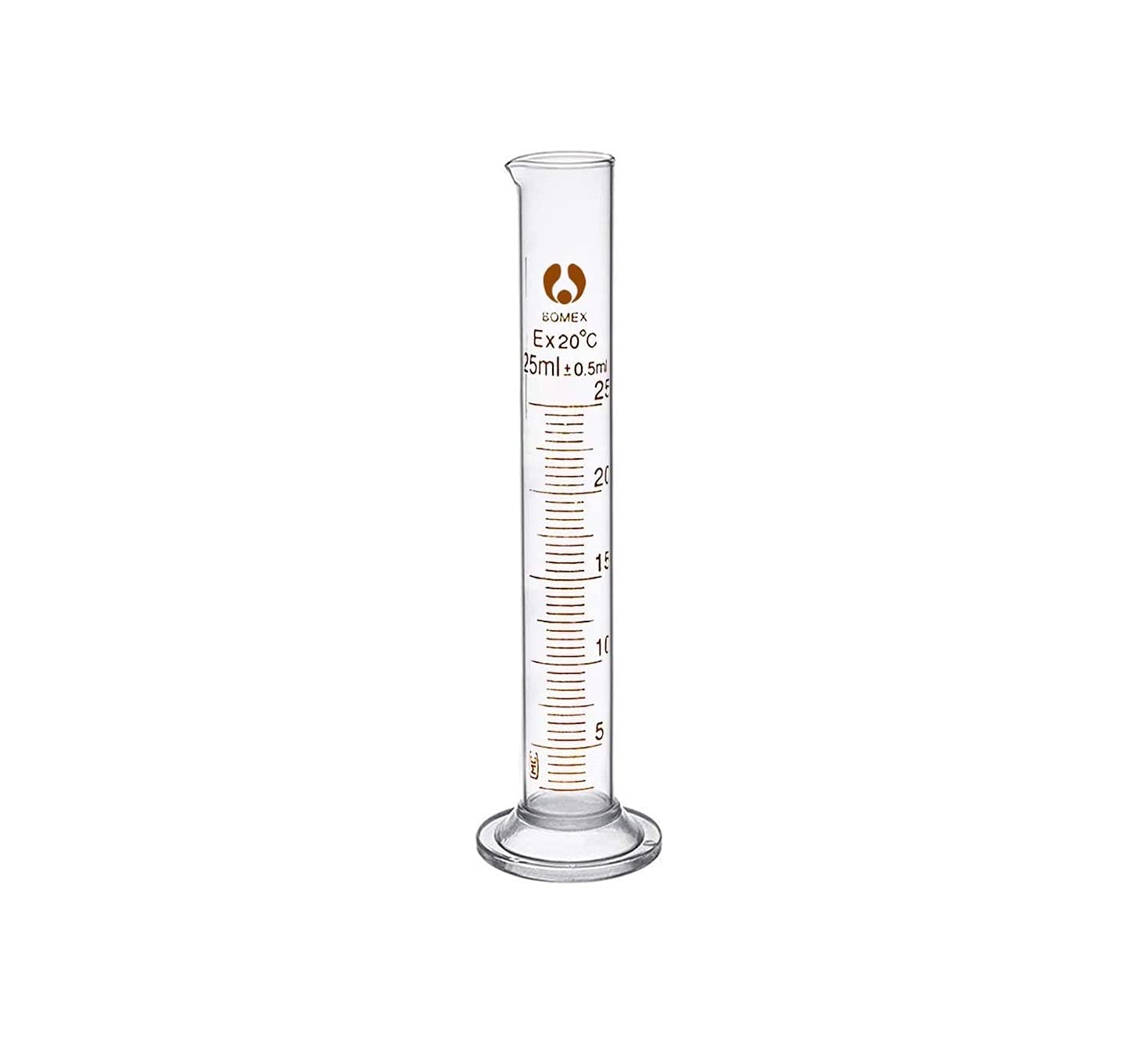 Rocwing - Boro 3.3 Glass Measuring Cylinder Laboratory Glassware (25ml)