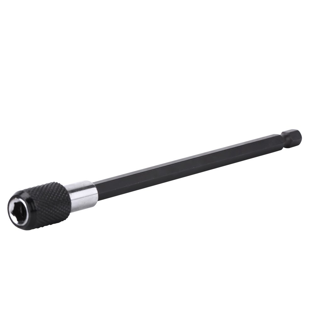 Drill Bit Holder 1/4 Inch Extension Bars,60/100/150mm Hex Shank Quick Release Screwdriver Drill Bit Holder(150mm-Black knurling)