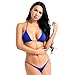 MSemis Woman Solid Color Bikini Set String Swimsuit Tie Triangle Bra Top Mini G-String 2 Pieces Bathing Suit Royal Blue One Size