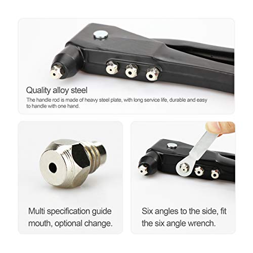 Rivet Gun Kit,Contractor Grade Riveter with Assorted 60 Rivets,Heavy Duty Riveter Set Provides Portable Fastening for General Purpose Rivet Jobs
