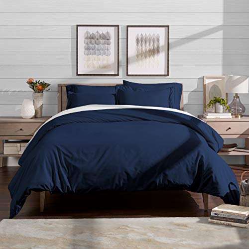 Bare Home Luxury 3 Piece Duvet Cover and Sham Set - Premium 1800 Ultra-Soft Brushed Microfiber - Hypoallergenic, Easy Care, Wrinkle Resistant (King, Dark Blue)