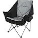 KingCamp Oversize Camping Folding Sofa Chair Padded Seat with Cooler Bag and Armrest Cup Holder, Black&Dark Gray