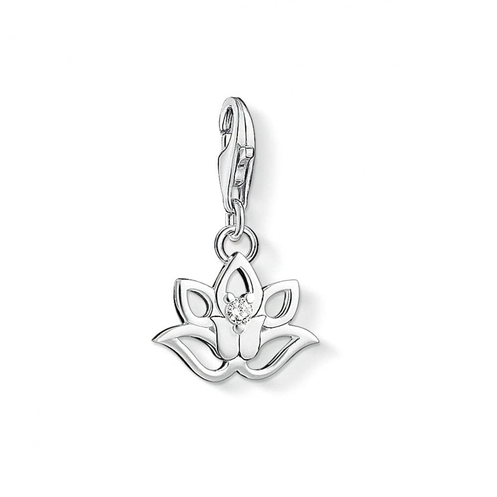 Thomas Sabo Women Charm Pendant Lotus Flower Charm Club 925 Sterling Silver 1300-051-14