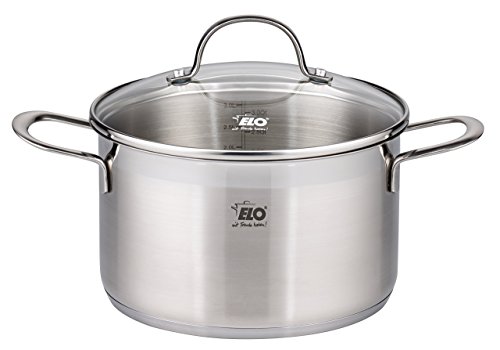 ELO Top Collection 18/10 Stainless Steel Kitchen Induction Cookware Pots and Pans Set with Shock Resistant Glass Lids and Integrated Measuring Scale, 9-Piece (Renewed)