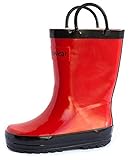 Oakiwear Kids Waterproof Rubber Rain Boots with Easy-On Handles