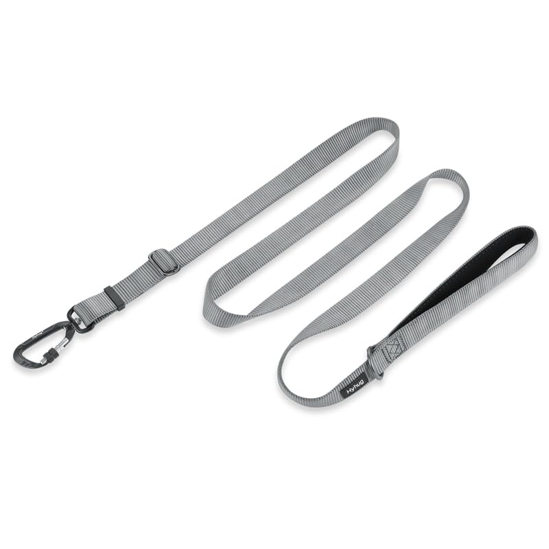 Hyhug Pets Upgraded Adjustable Between 4 Feet and 6 Feet Lead with Sturdy Nylon and Super Soft Neoprene lined Handle for Small Medium Large Giant Dogs. (Large, Sleet Gray)
