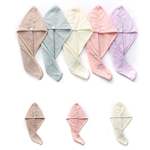 3er Pack Haarwaschset 2 Haartuchwickel Hohe Wasseraufnahmefähigkeit & Shampoo-Kamm für Mädchen & Frauen Langes dickes lockiges Haar