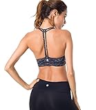 Queenie Ke Women's Light Support Cross Back Wirefree Pad Yoga Sports Bra Size M Color Dark Grey Space Dye