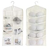ALYER Dual-Sided Hanging Mesh Pockets, Large Bra Stocking Clothes Socks Organizer(Beige)