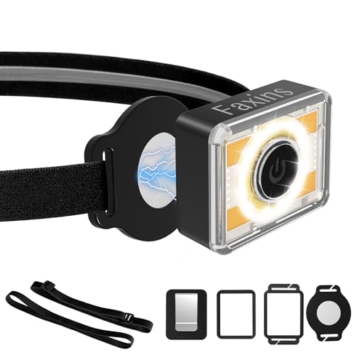 Headlamp Clip on Flashlight Running Light for Runners Rechargeable Safety Lights for Walking at Night Hands Free Flashlight Portable LED Work Light Warning Flashing Camping Hiking Walking Dog Black