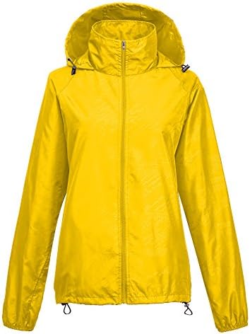 Leajoy Women's Packable Rain Jacket - Yellow M