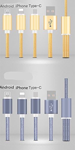Multiple Charging USB Cable with Type C / Lightning / Micro 3 in 1. 49 inch / 125cm Multiple Universal Charging Cable for iPhone, iPad and Android Smartphone. (silver)