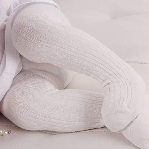 3 Pack Newborn Baby Leggings Cotton Seamless Baby Tights Toddler Infant Footed Stocking Pantyhose for Baby Boys Girls (6-12 Months, White Pink Black)