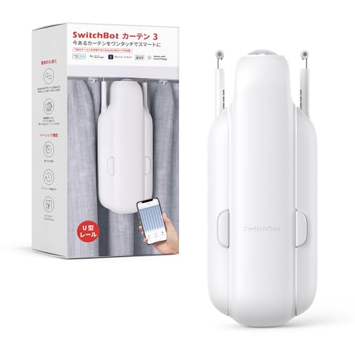 SwitchBot Curtain, 3rd Gen, Smart Home, Compatible with Alexa, Google Home, IFTTT, Siri, Automatic Open / Close, Remote Control, Solar Panel Rechargeable, Compatible with U-rails and i-rails