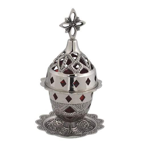 Christian Orthodox Nickel Plated Vigil Lamp (9353 N)