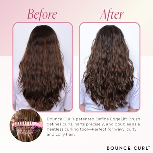 Bounce Curl Define EdgeLift Brush, 5-in-1 Tool for Effortlessly Defined Curls, Waves & Coils, Reduces Frizz - Pink