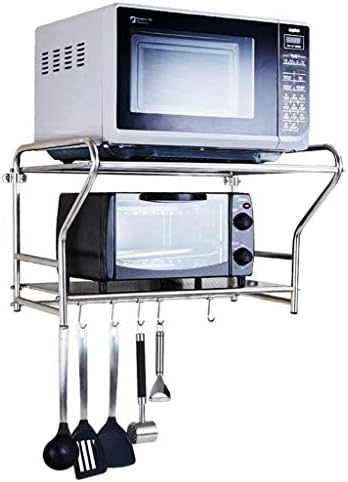 Sevenpring Practical Kitchen Storage Stainless Steel Microwave Oven Rack, Kitchen Multifunction Oven Rack Shelf Wall Mount Pot Rack Bracket Kitchenware Pendant Length 54-64cm Multifunctional storage r